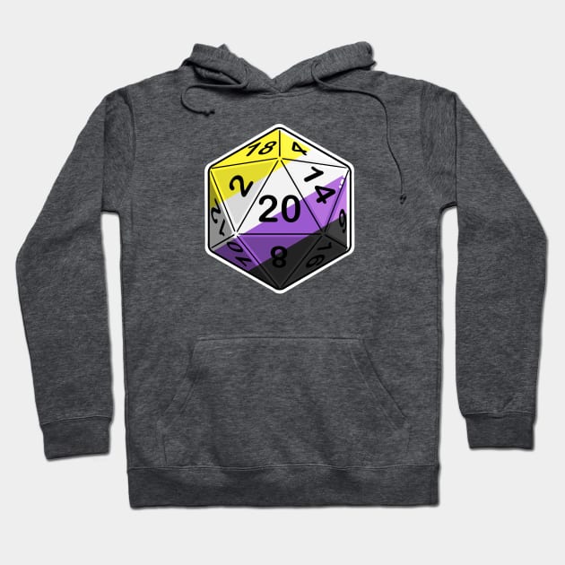 Nonbinary Pride d20 Hoodie by PaintbrushesAndPixels